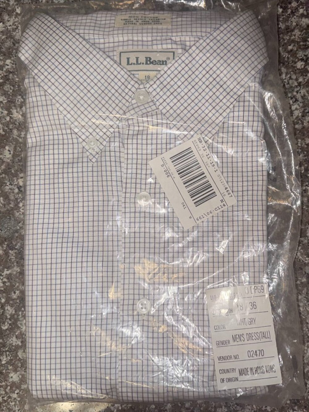 L.L. Bean Men's Button-Down Dress Shirt (Tall) 18/36 NWT
